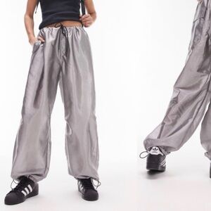 Topshop Silver Satin Jogger Pants